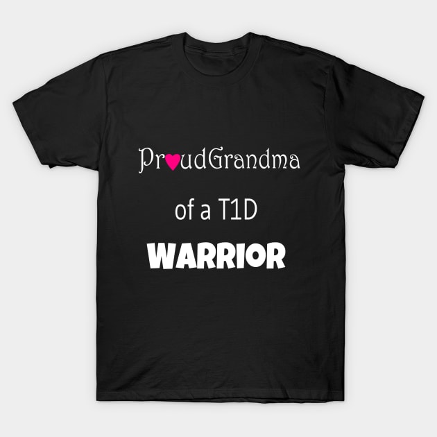 Proud Grandma - White Text - Pink Heart T-Shirt by CatGirl101